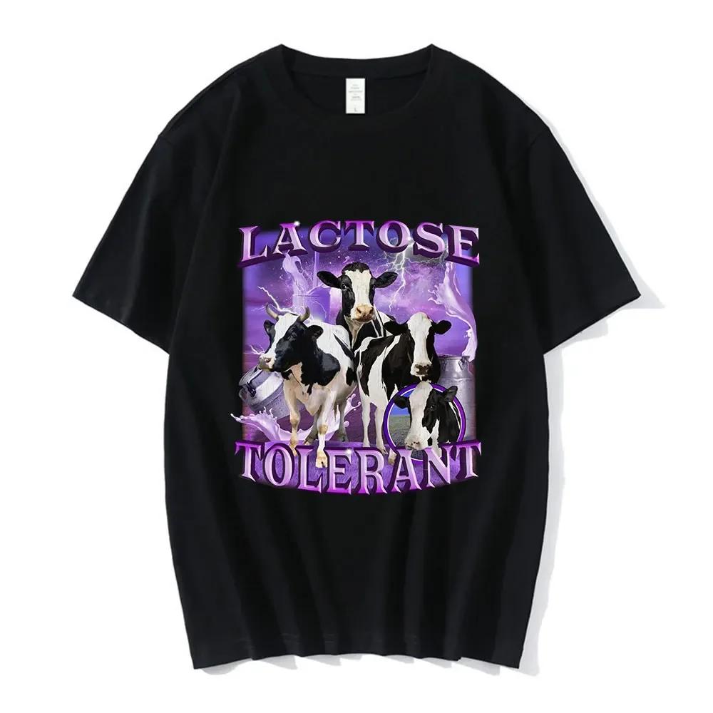 Casual Men's Cotton Top Women's Vintage Stylish Short Sleeve T-shirt Lactose Tolerance Funny Face Casual Comfortable Loose Fit Tee for Unisex,gift,Top
