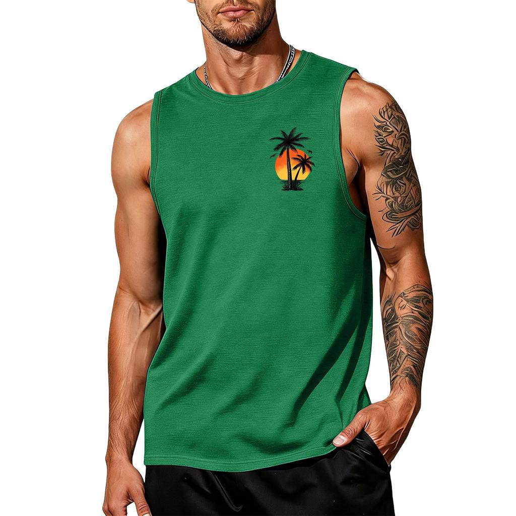 Men's Loose And Casual Hawaiian Print Sleeveless Shirt