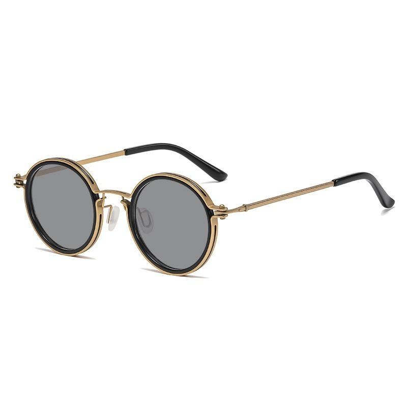 Fashion New Metal Small Frame Circular Retro Men's Street Photography Glasses Hip Hop UV Protection Sunglasses