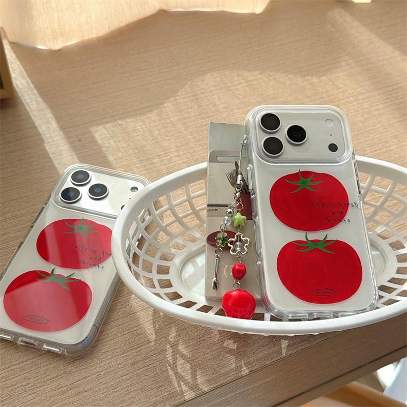 In's Simple Dual-Layer Tomato Design Phone Case for iPhone 17 Pro Max and Apple 16/15