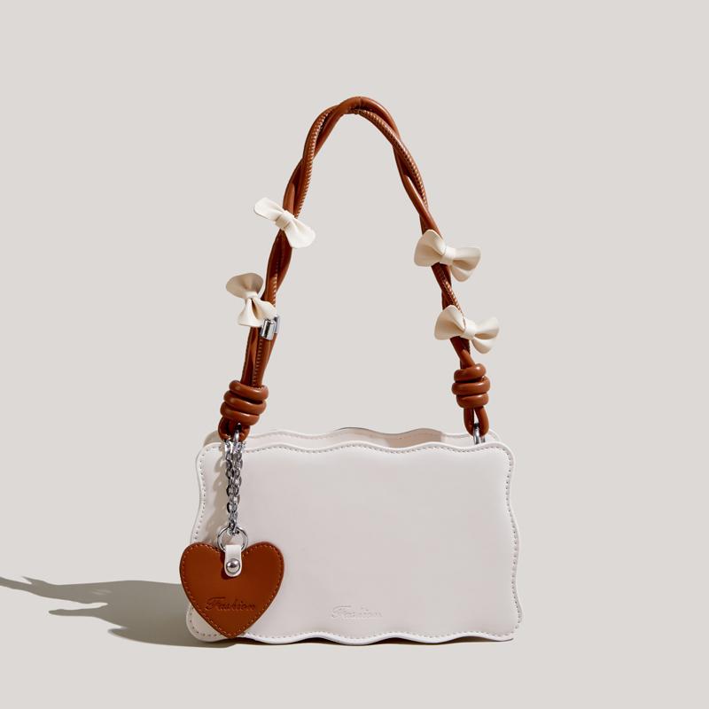 

Жіноча сумка під пахвами Корейська нова жіноча сумка на одне плече з суцільним бантом з декором із PU шкіри. Модна високоякісна текстурована сумочка (20cm<Max Length<30cm)