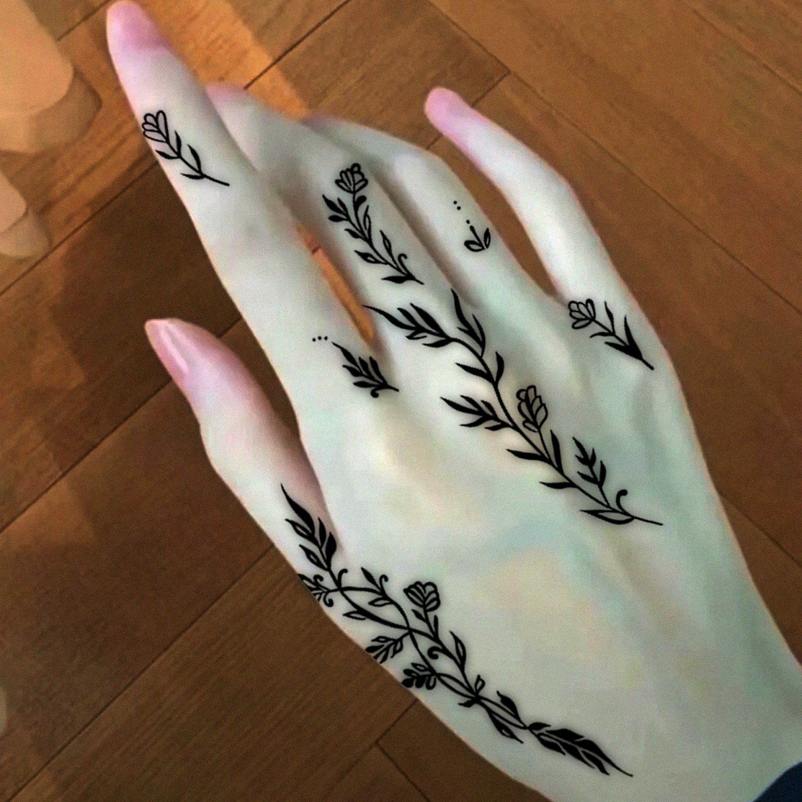 Glow Makeup Unisex Wind Branch Leaf Tattoo Sticker, Simulated Hand-Painted Effect, Small And Fresh, Clavicle Finger Style