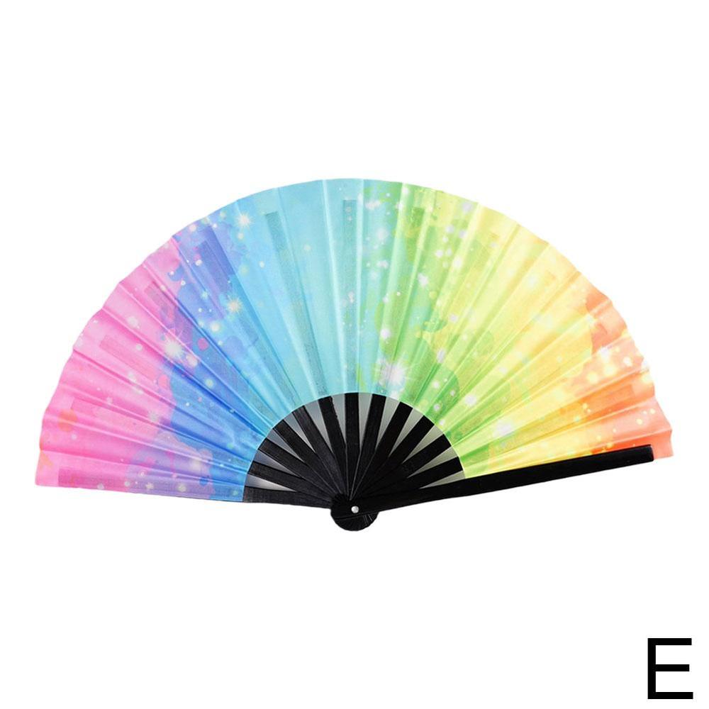 New Foldable Bamboo Fan 33cm Lightweight Holding Laser Colors Hand Fan Portable PVC Clack Clapping Fans for Line Dancing