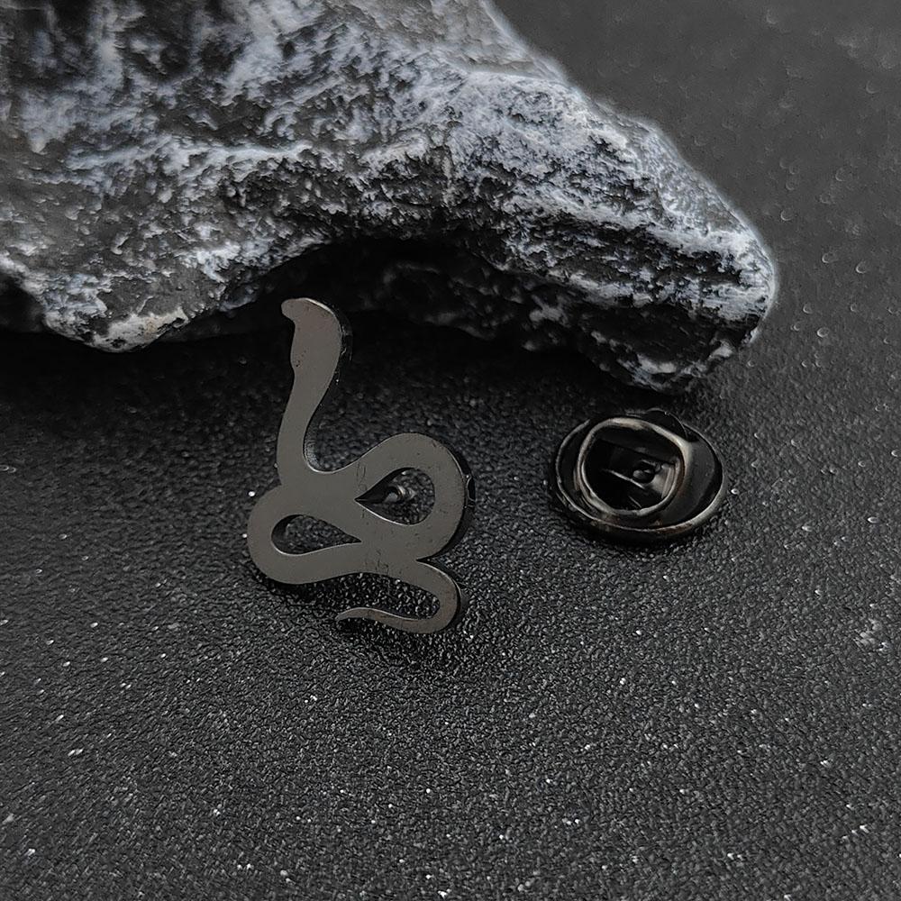 Symbol Culture Stainless Steel Brooch, Ancient Mythological Serpent Symbol Badge, Jewelry for Health and Guardianship.