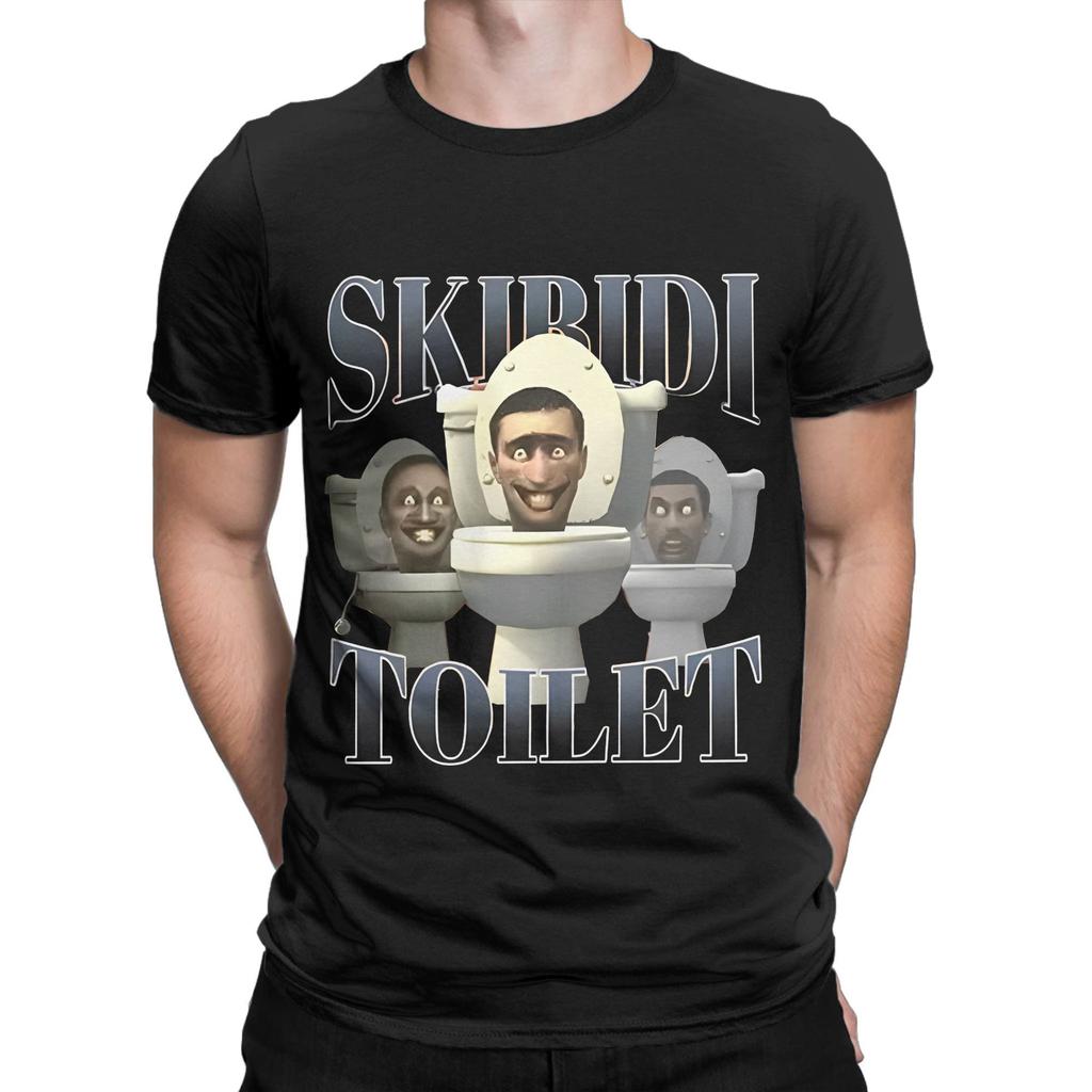 Skibidi Toilet Lustiges Meme Herren T-Shirts Verrückte T-Shirts Kurzarm Rundhals T-Shirts Reine Baumwolle Sommeroberteile
