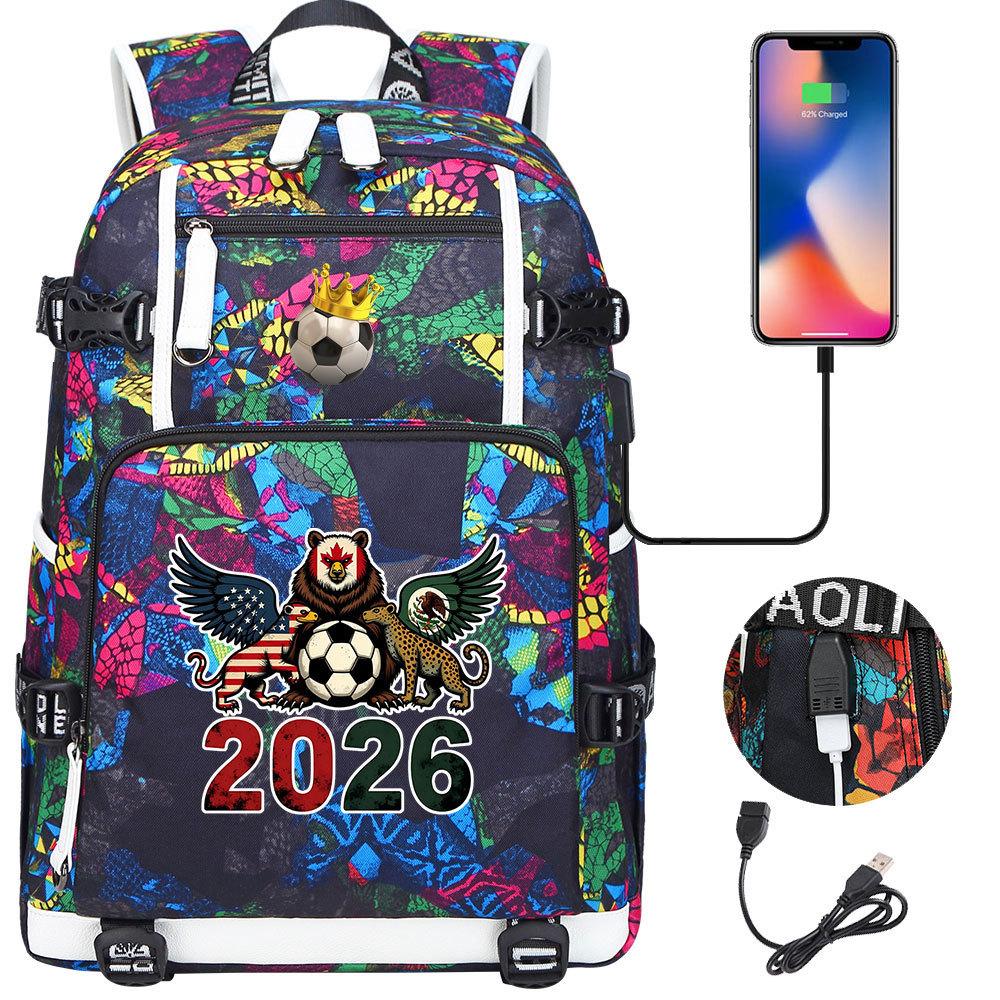 2026 Sports Soccer USB Large Capacity Backpack for Middle High School Students Travel Unisex