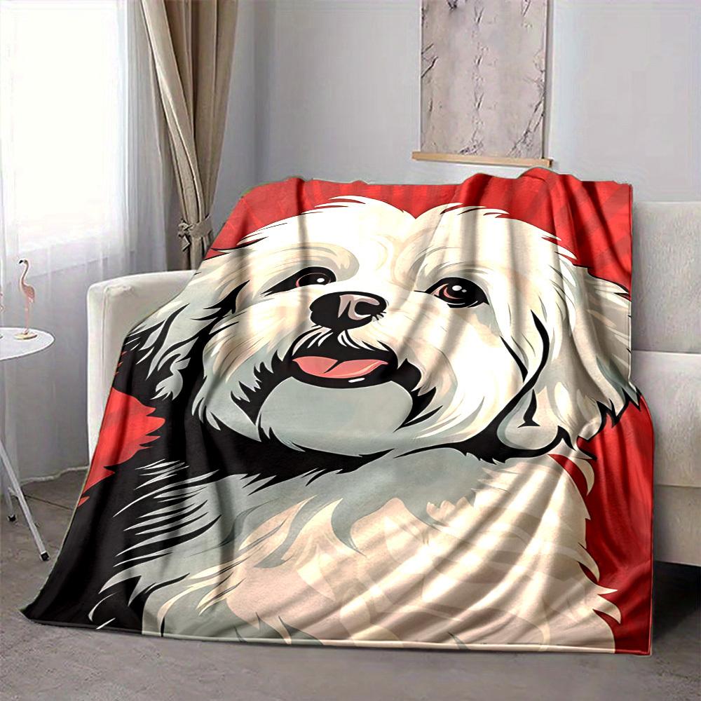 1pc Maltese Dog Blanket - Perfect Gift for Birthdays, Christmas & Halloween- Soft, Warm & Versatile Yy250909164