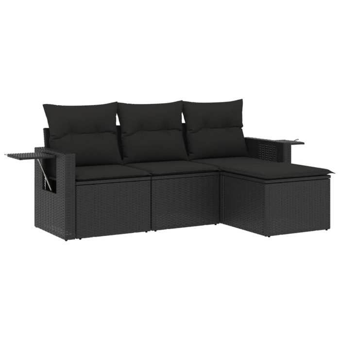VidaXL Garden Lounge Set with Cushions 4 Pcs, Patio Sofas, Patio Furniture Set, Outdoor Furniture, Black 3220064
