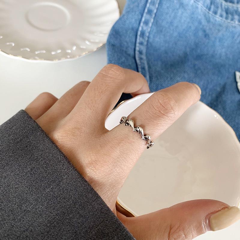 

Lan Zhi Dolphin Tail Sterling Silver Minimalist Open Ring for Women Adjustable Opening