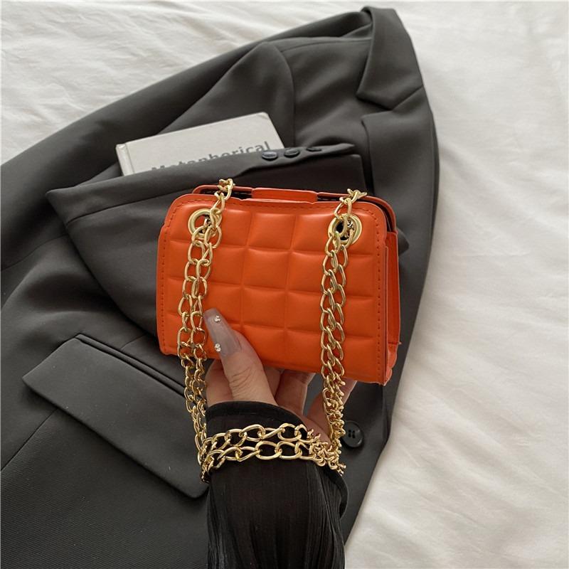 New chain checkered armpit bag women's rhombus shoulder bag trendy retro texture messenger bag