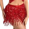 Halloween Danse du Ventre Paillettes Pompons Chaîne de Taille Jupe