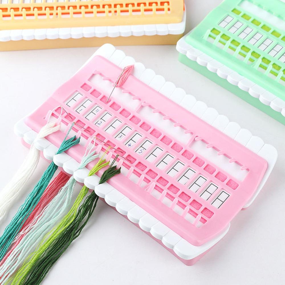30-Slot Cross Stitch Thread Organizer - Pastel Color Floss Bobbin Winder for Embroidery Storage