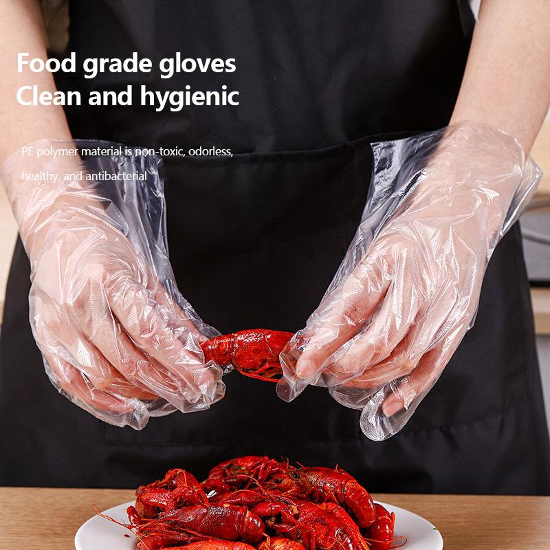 100Pcs Latex Free Gloves TPE Disposable Gloves Transparent Non-Slip Acid Work Safety Food Grade Household Cleaning Gloves