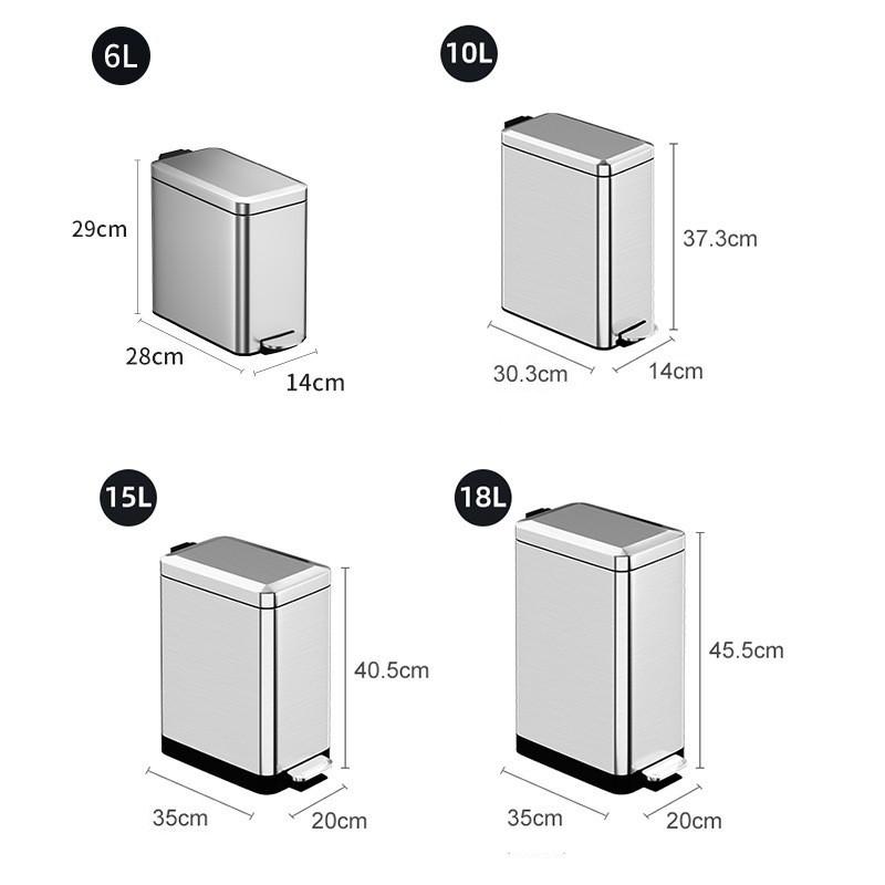 Household Stainless Steel Garbage Can Foot Operated Bathroom Waste Bin Kitchen Living Room Garbage Storage Bucket