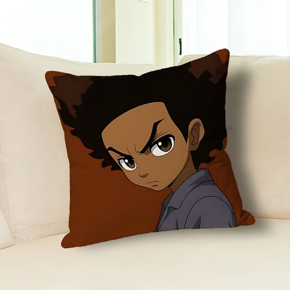 H-Huey-Freeman B-Boondocks Pillow Cases for Bedroom Living Room Sofa Home Decor Polyester Cushion Cover with Zipper