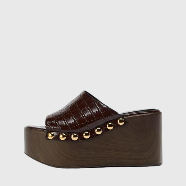 

wood grain Wedges Sandals Shoes for Women High Heels Shoes Ankle Strap modern Sandals Platform Casual comfort 36 коричневий