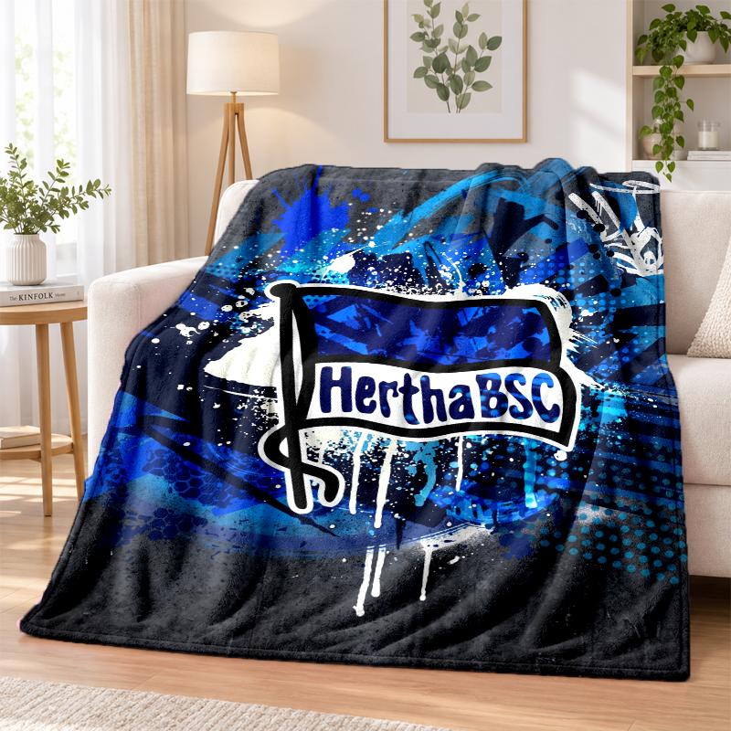 hertha bsc FC Printed Flannel Blanket Warm Comfort Bed Throw For Indoor Home Decoration