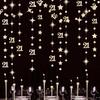 Champagne Gold 21st Birthday Decorations Number 21 Circle Dot Star Garland Metallic Streamer Banner Backdrop for Girls Boys Cheers To 21 Years