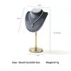 Velvet Necklace Display Stand – Gold Base Jewelry Bust Jewelry Organizer Display Stand Prop Elegant Storage for Accessories