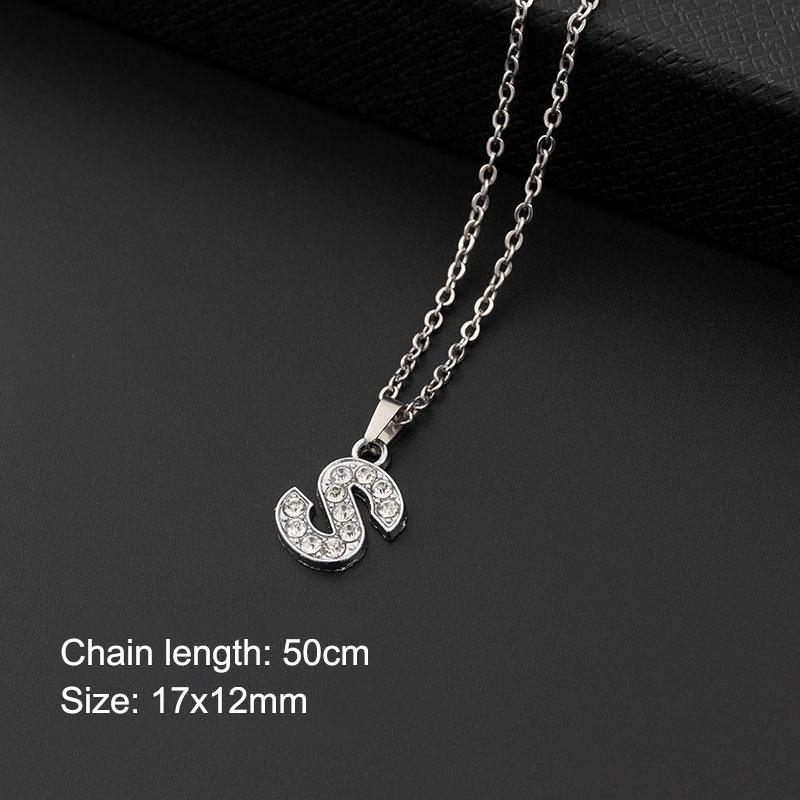 Women Shining Zircon A Z Letter Pendant Necklace 1Pcs Adjustable Clavicle Chain Personalized Jewelry for Birthday Present