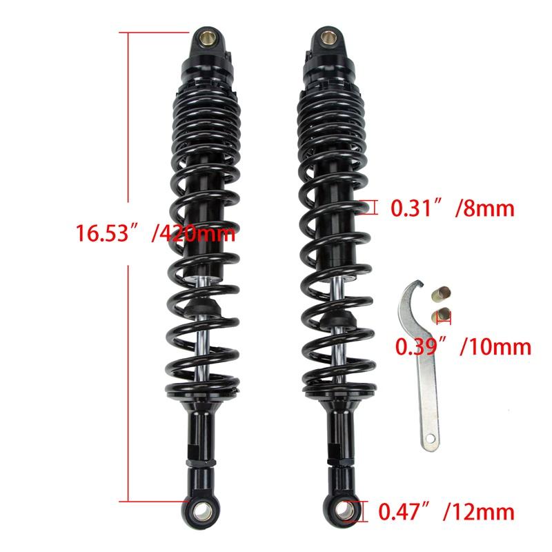 1pair 420mm Motorcycle Part Rear Suspension Shock Absorber Spring Adjustable Shock Absorbers for Honda Yamaha Kawasaki Suzuki ATV Quad