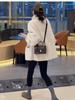 Women's Lambswool Stand Collar Coat, Loose Fit, Fur Integrated, Petite 2025, New Warm Winter Style