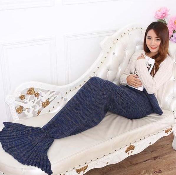 Mermaid Blanket Tail Crochet Knitting Air Conditioner Blankets Soft Gift Warm