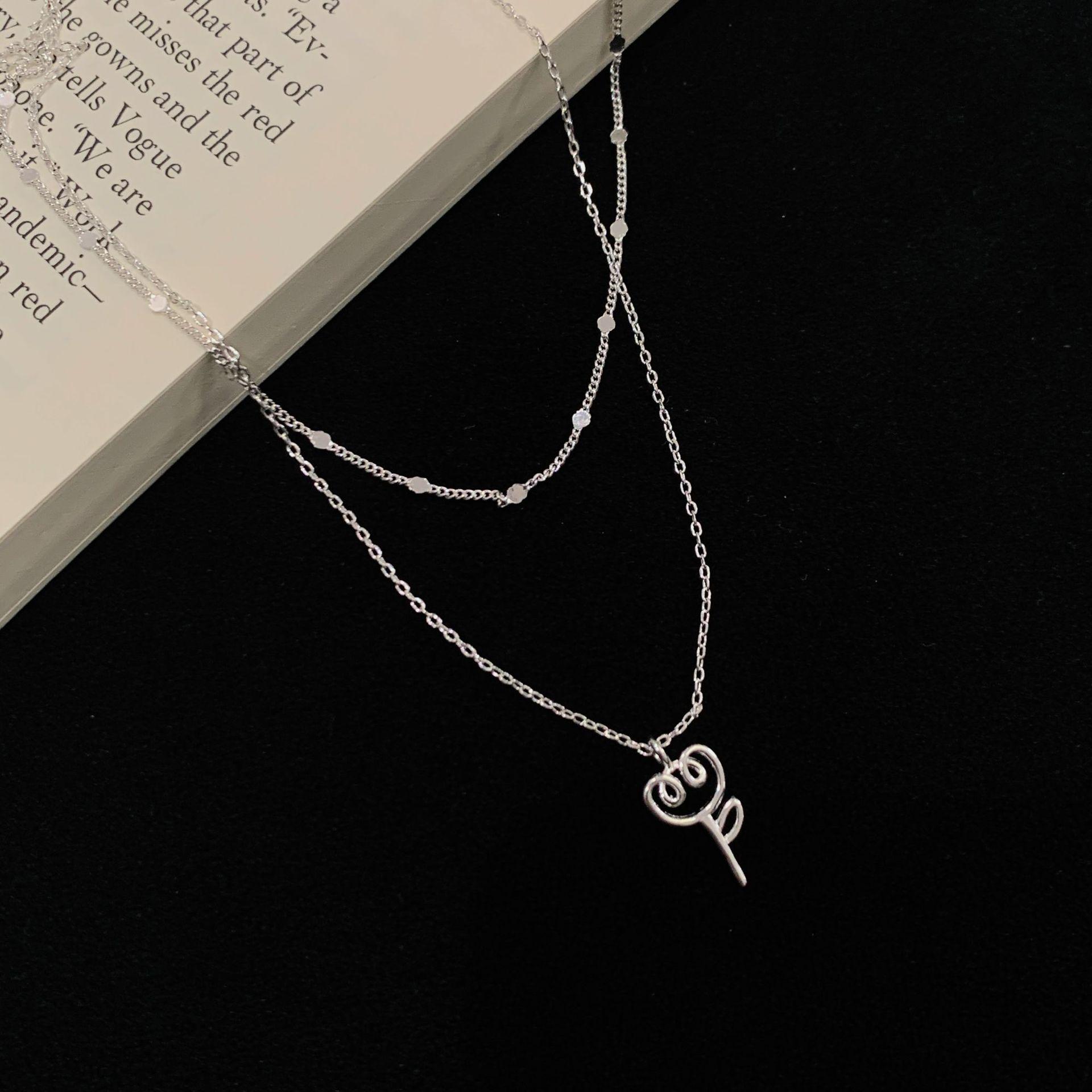 Elegant Double Layer Sweet Flower Pendant Necklace for Women