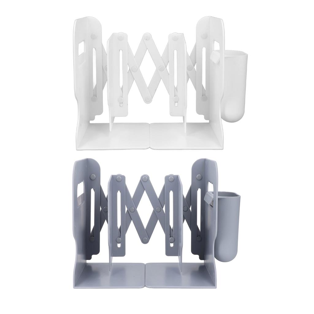 Extendable Bookend Non Skid PP Heavy Duty Decorative Adjustable Book Shelf Holder for Desk with Deta