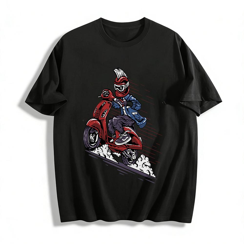 

Vintage Rider Print Streetwear Casual Unisex Top Pure cotton T-shirt XXS