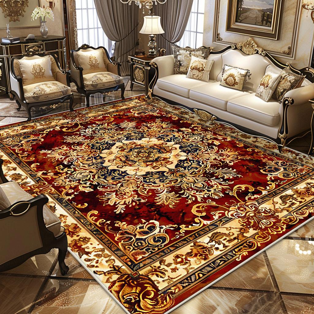 

Розкішний Перський Ретро Килим Європейська Декорація Легко Чиститься Нековзкий Килим Великих Розмірів для Вітальні Спальні Гардеробної Миється М який Килимок 200*250cm