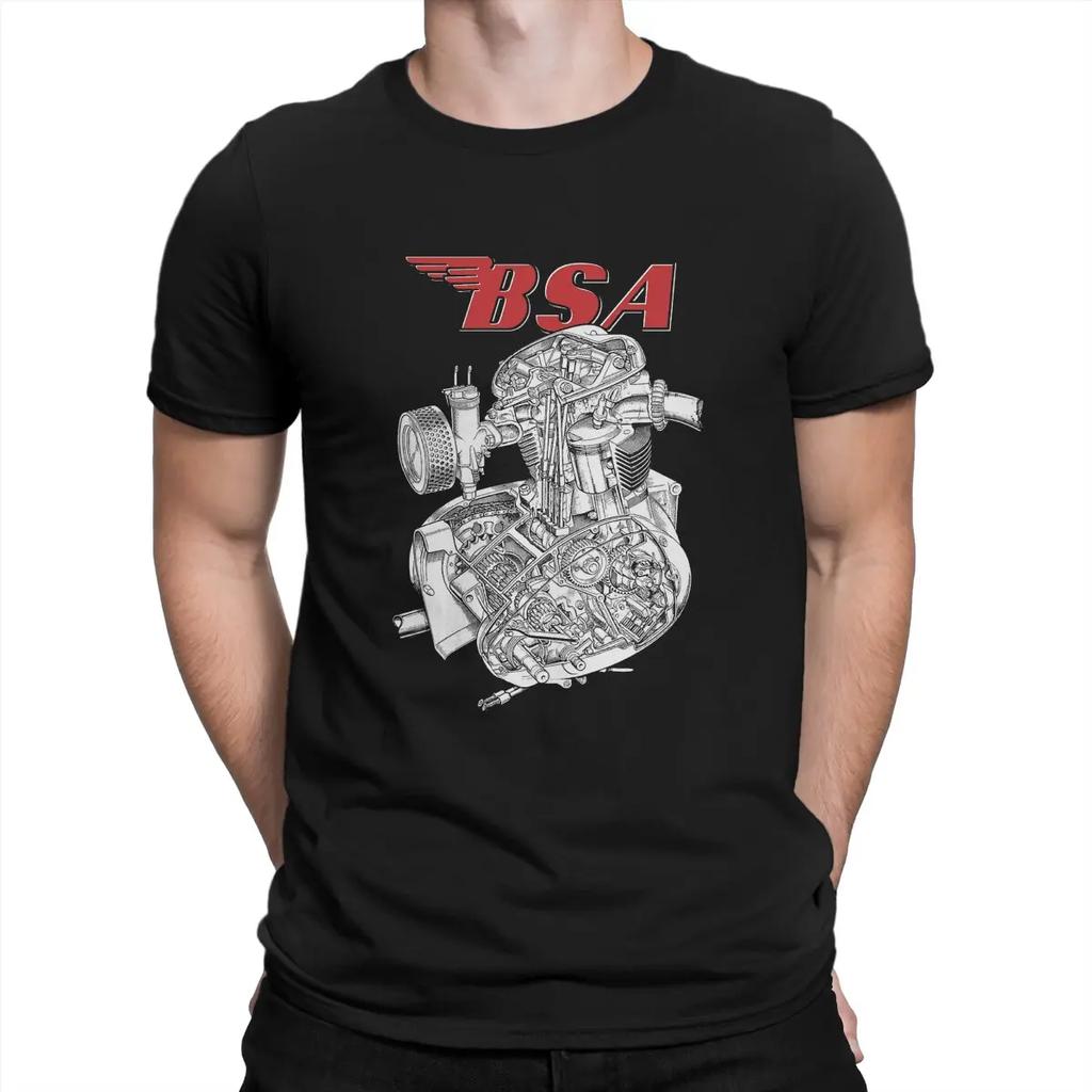 Men's T-Shirt Emblem A50 Engine Funny Cotton Tees Short Sleeve BSA Moto T Shirt Round Neck Tops Adult