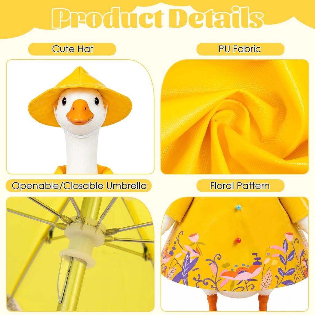 Raincoat Porch Goose Outfit Umbrella Hat Set Waterproof Summer Lawn Goose Clothes Outdoor Garden Decor Statue Dress Up