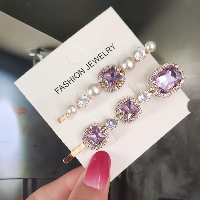 Set Women Hair Clips Jewelry Crystal Hair Accessories For Girls Pearl Geometric Barrettes Pins Christmas Gift
