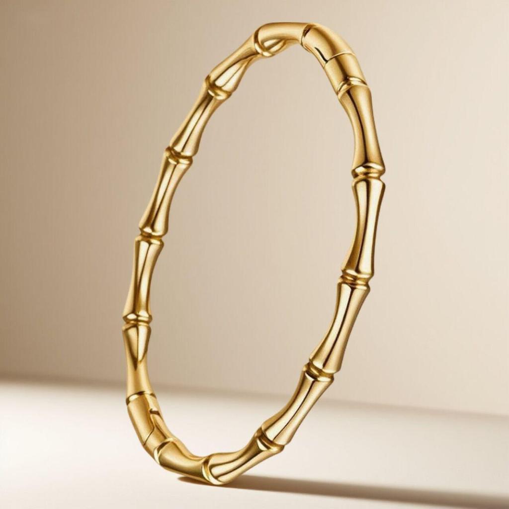 Retro Versatile Titanium Steel Open Bamboo Bangle Bracelet