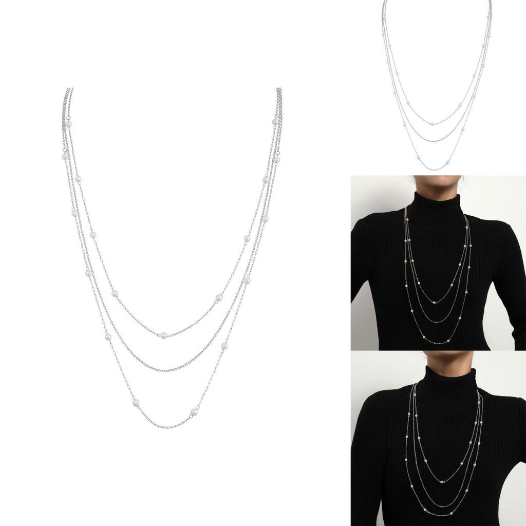 Perlenkettenhalskette mit mehrlagigem Design für Damen und Herren Modeaccessoire