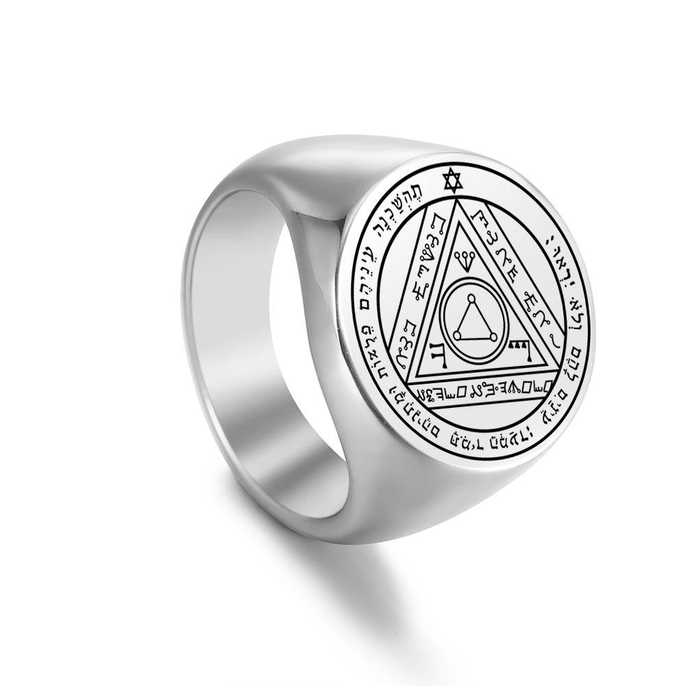 

Teamer Seal of Solomon Seven Archangel Ring Men Stainless Steel Vintage Magical Blessed Wide Finger Ring Jewelry Gifts Wholesale Size 9