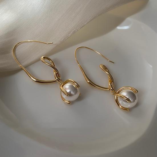 1 Paar Hakenohrringe Imitationsperle Hochglänzend Elegant Ohrschmuck Party Verkleidung