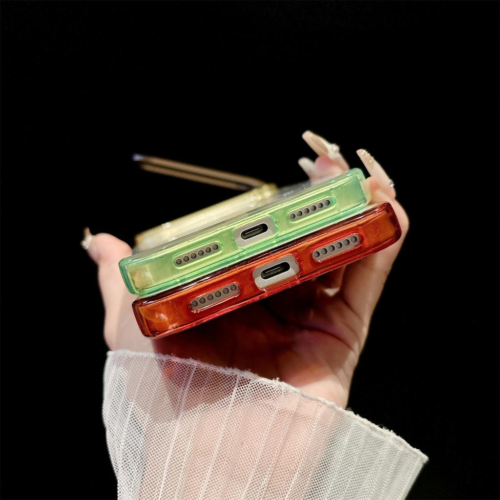 Colorful Camera Bracket Transparent Magnetic Phone Case for iPhone 17 16 15 14 13 12 Pro Max Plus Air Double tone Color Cover