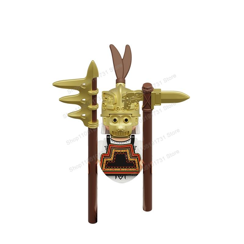 MOC Chinese Soldier Figures Building Blocks Shangzhou Dynasty Qin Dynasty Castle Warrior Knights Army Accessories Bricks Toys