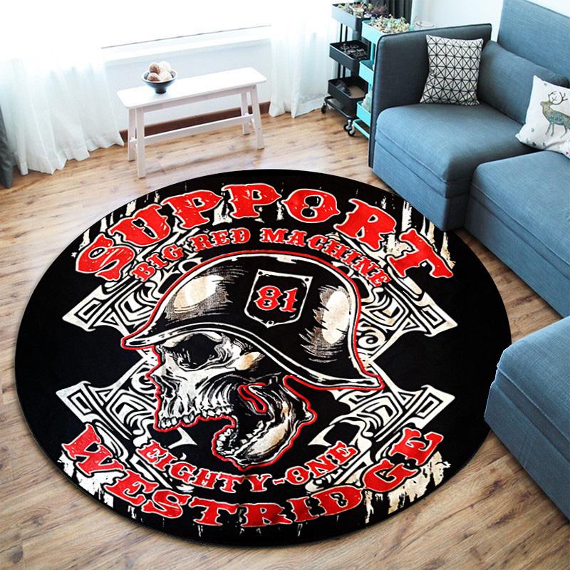 Gang Violence Motorcycle Enthusiasts Hells Angels Motorcycle Club Circular Carpet Is Soft, Home, Bedroom, Door Mat Decoration, and Non Slip Carpet E3