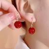 2024 Red Light Luxury Pearl Dangle Earrings: Women's Fashion, Advanced Temperament Style