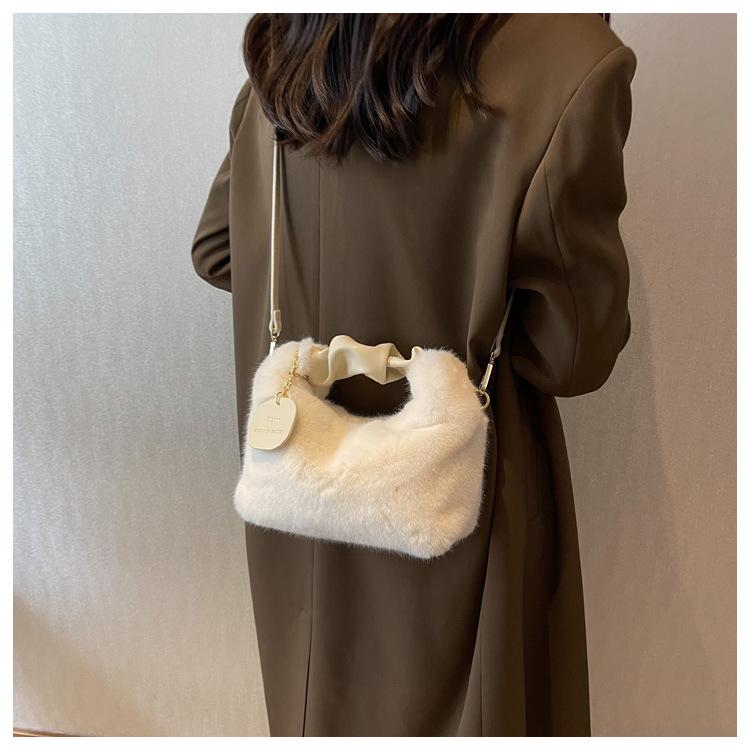 Mink-style Pleated Plush Handbag & Crossbody Bag for 2025