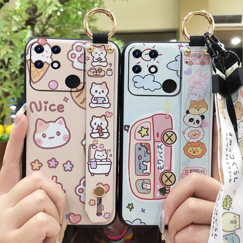 Cute Lanyard Phone Case For OPPO Realme Narzo 50A Shockproof Anti-dust Phone Holder Protective Dirt-resistant Back Cover