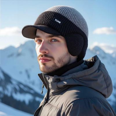 Winter Men's and Women's Thick Woolen Hats with Fleece To Prevent Cold and Keep Warm. Riding Windproof and Protective Knitted Hats