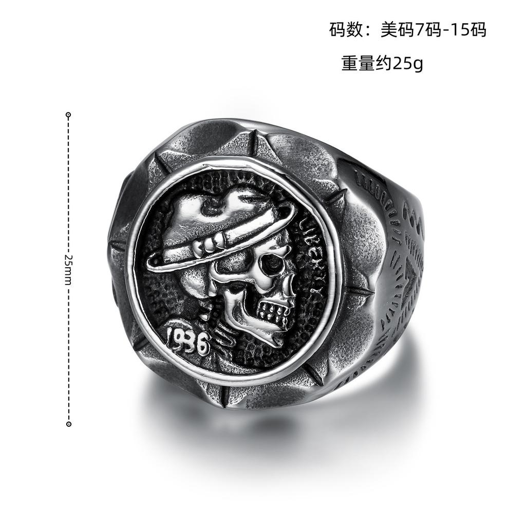 Men's Vintage Punk Skull Ring Gothic Fashion Jewelry Trendy Travel Accessory for Men