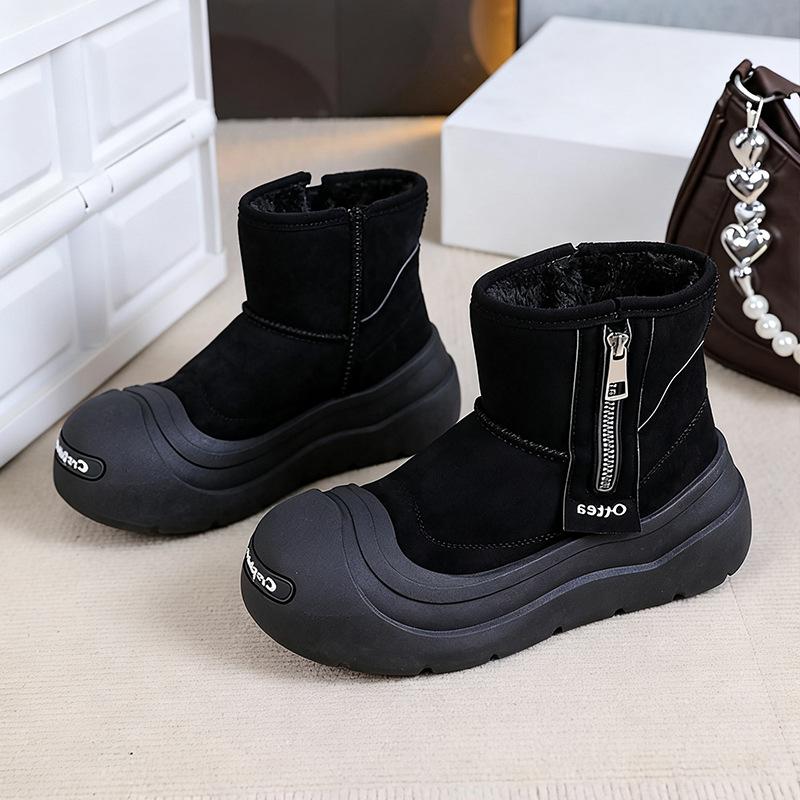 

Мужская и женская модная легкая обувь на толстой подошве, зимние теплые сноубутсы с мехом, нескользящие, повседневные спортивные хлопковые ботинки, кроссовки 39 чёрный