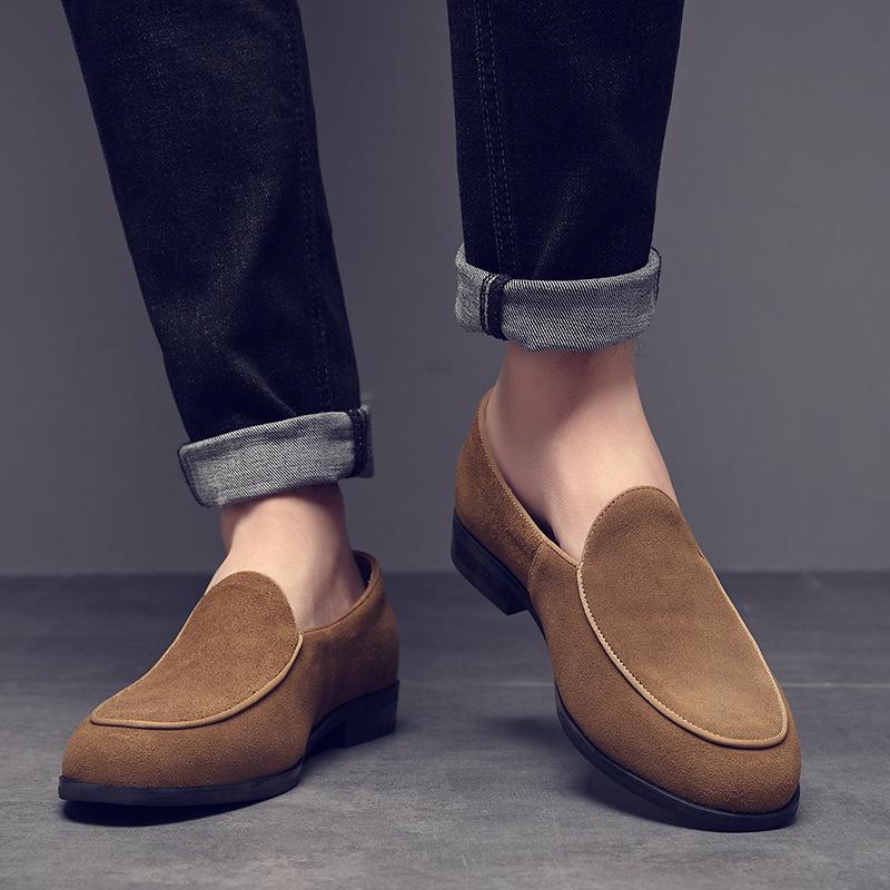 Men's Genuine Leather Retro Leather Shoes One-pedal Foot Cover Men's Leather Shoes Casual Office Commuting Driving Men's Doudou Shoes
