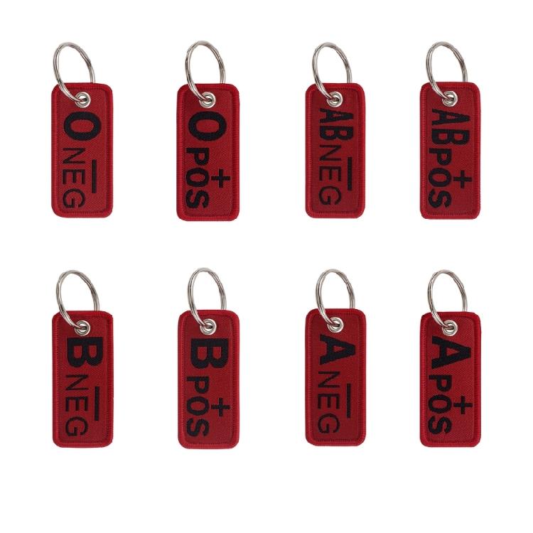 Creative Blood Type Keychain Fashionable Keyring Gift for Friend and Family Embroidered Key Holder Bag Accessories