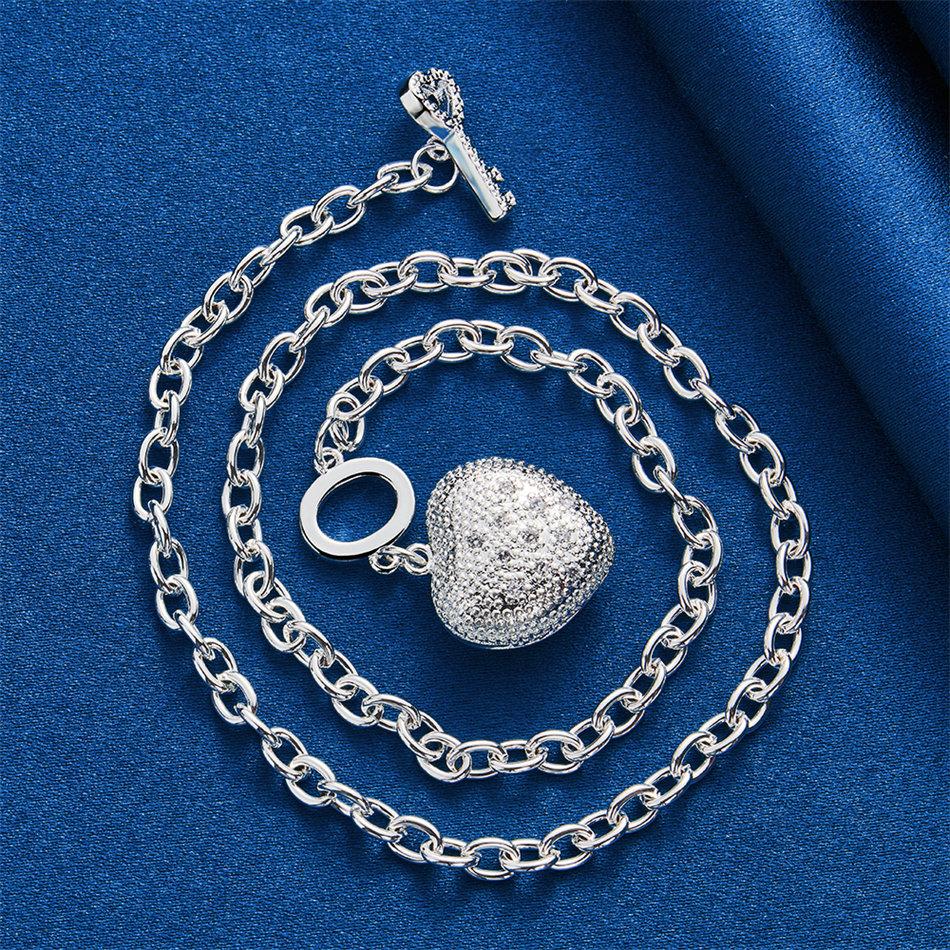925 Sterling Silver Luxury Heart Key Necklace for Women - Stylish and Charming Party and Wedding Jewelry